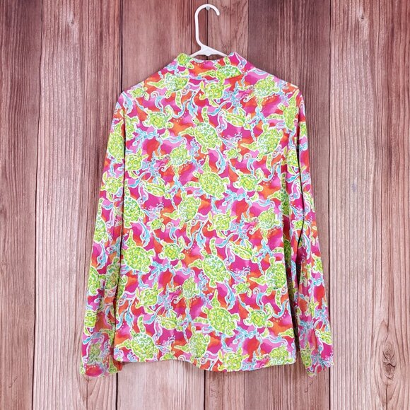 IBKUL Rolling Rock Club Womens XL Turtles at Sea Hot Pink 1/4 Zip Golf Pullover - Picture 6 of 15